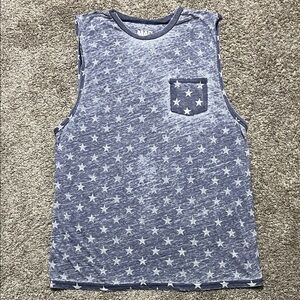 MAD Engine Blue and White Patriotic Muscle Tank Top Large